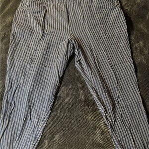 Old Navy Navy and White Striped Linen/Cotton blend Pants